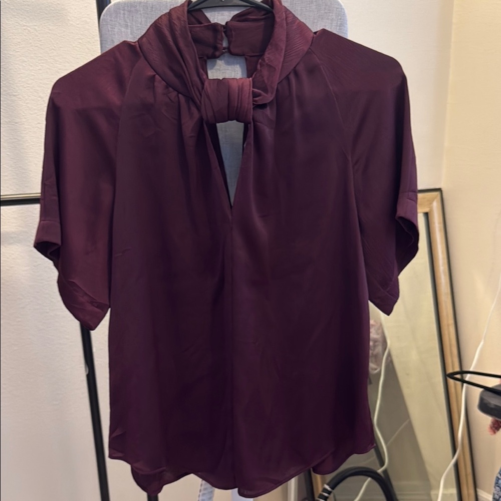 RACHEL Rachel Roy Purple Short Sleeve Tie Front Blouse